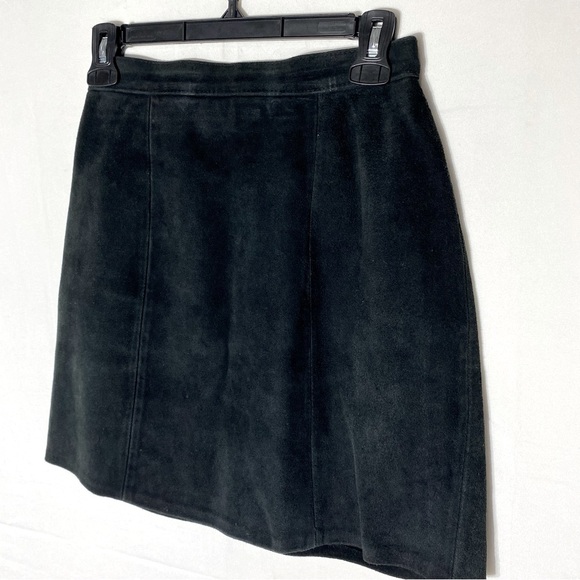 Vintage Dresses & Skirts - Vintage OPERA Black Suede Leather Mini Skirt XS